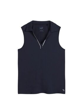 Puma Women's Cloudspun Piped Sleeveless Golf Polo Navy & White